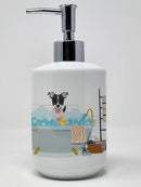 Black White Smooth Jack Russell Terrier Ceramic Soap Dispenser