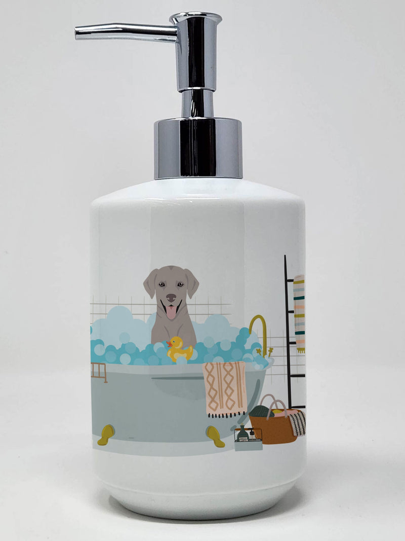 Gray Labrador Retriever Ceramic Soap Dispenser