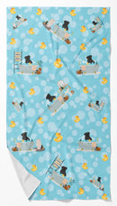 Black Pug Bath Towel Large