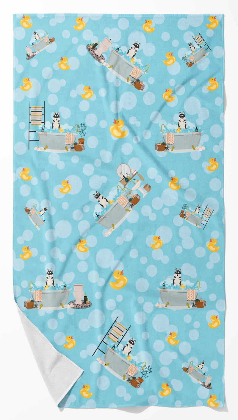 Black Siberian Husky Bath Towel Large
