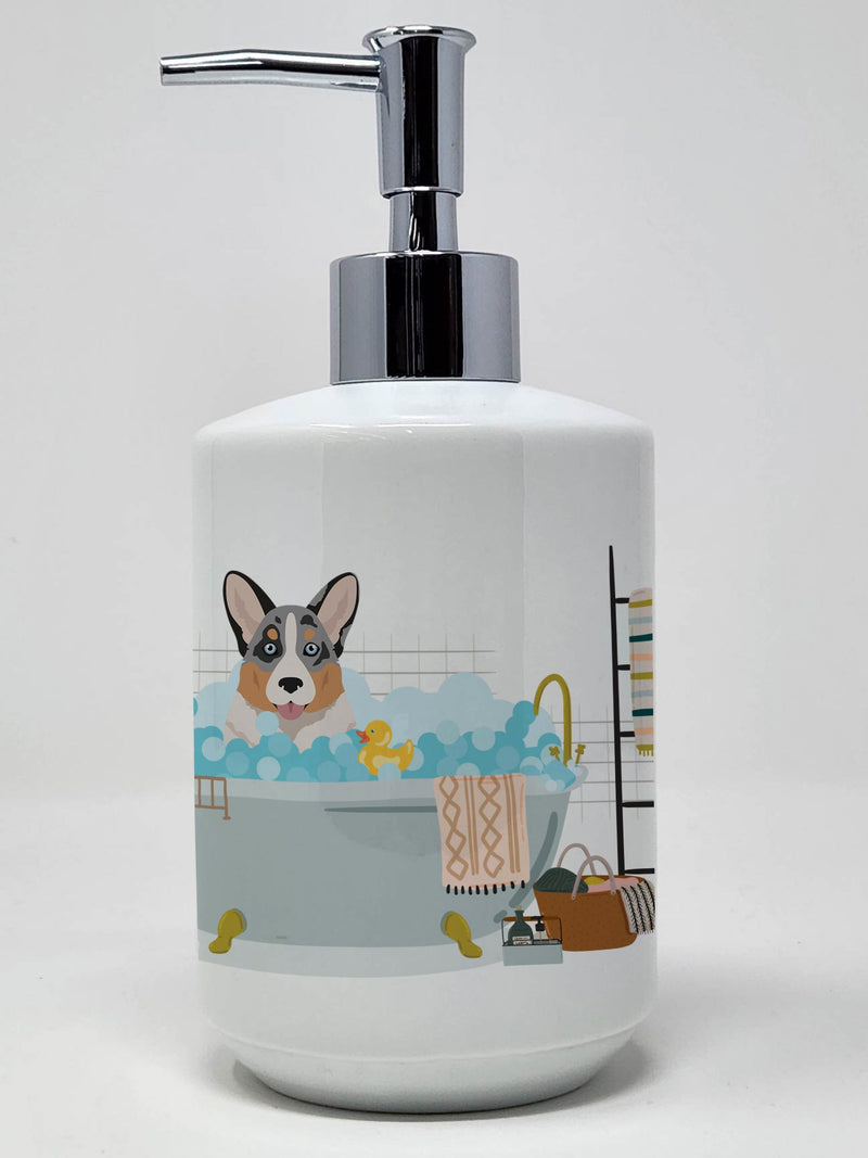 Blue Merle Cardigan Corgi Ceramic Soap Dispenser