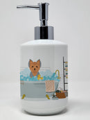 Blue and Tan Puppy Cut Yorkshire Terrier Ceramic Soap Dispenser