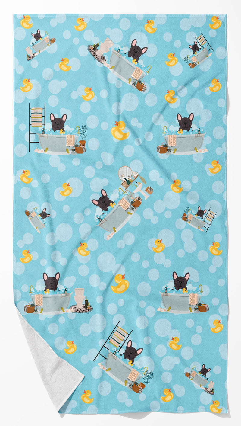 Brindle French Bulldog in Bathtub  Bath Towel Large