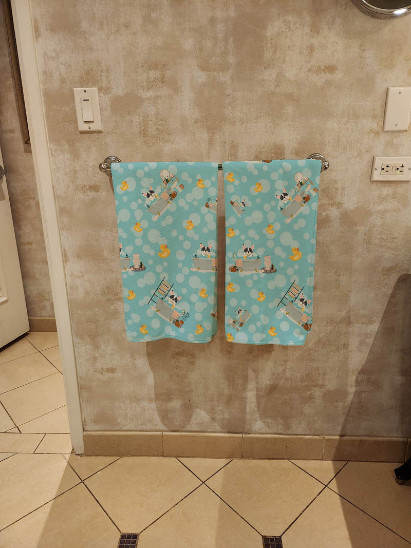 Piebald French Bulldog in Bathtub Bath Towel Large