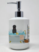Black Russian Terrier in Bathtub Ceramic Soap Dispenser