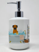 Border Terrier in Bathtub Ceramic Soap Dispenser