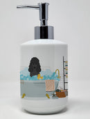 Black Poodle in Bathtub Ceramic Soap Dispenser