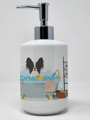 Black White Papillon in Bathtub Ceramic Soap Dispenser