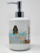 Black Tan Cocker Spaniel in Bathtub Ceramic Soap Dispenser