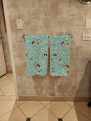 Black White Pekingese in Bathtub Bath Towel Large