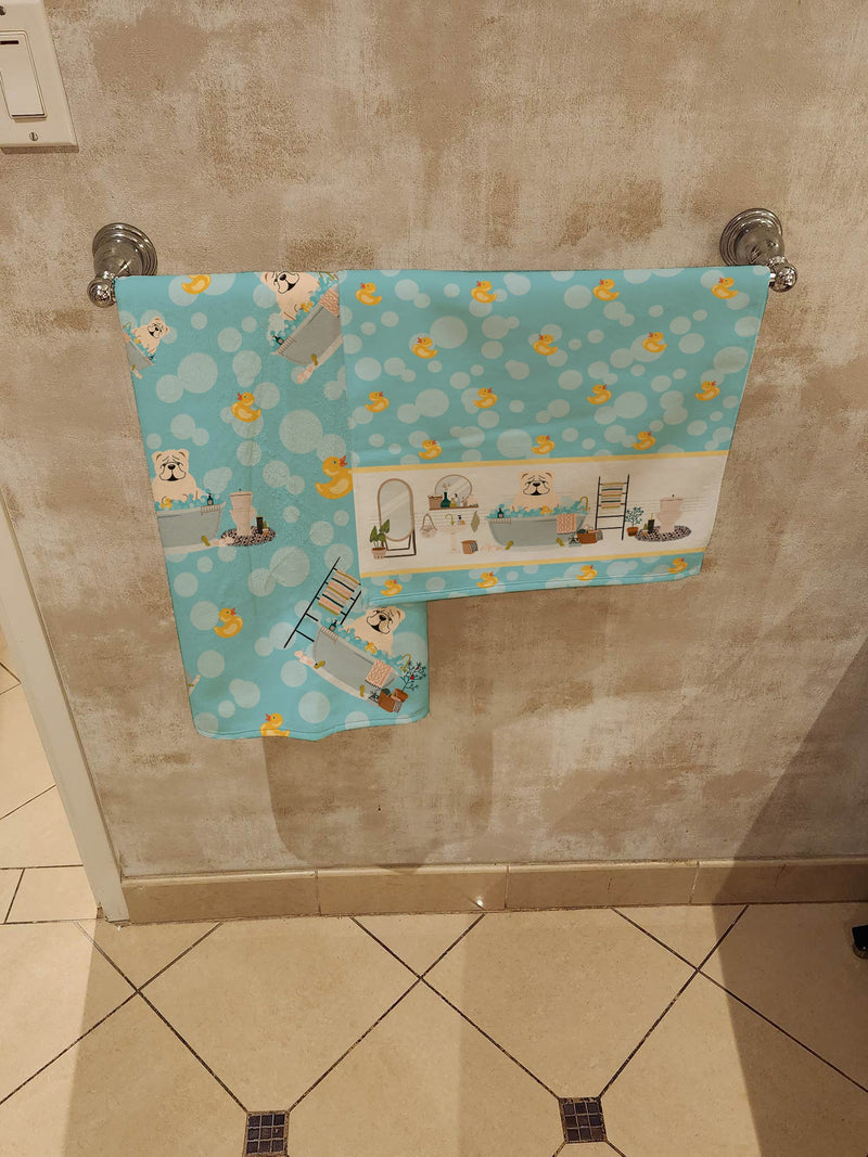 White English Bulldog in Bathtub Bath Towel Large