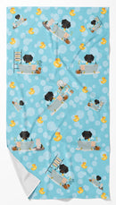 Black Tan Wire Haired Dachshund in Bathtub Bath Towel Large