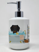 Black Tan Wire Haired Dachshund in Bathtub Ceramic Soap Dispenser