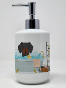 Black Tan Dachshund in Bathtub Ceramic Soap Dispenser