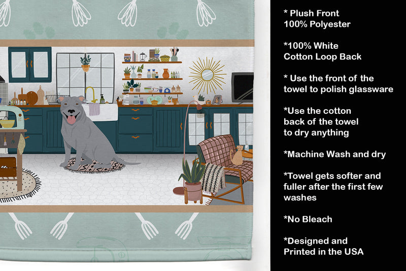 Blue Pit Bull Terrier in the Kitchen Kitchen Towel