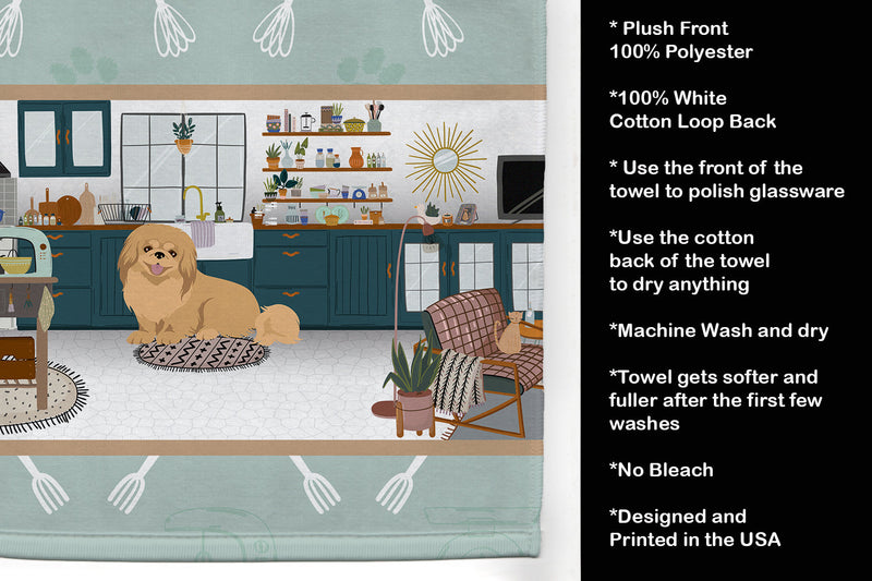 Gold Pekingese in the Kitchen Kitchen Towel