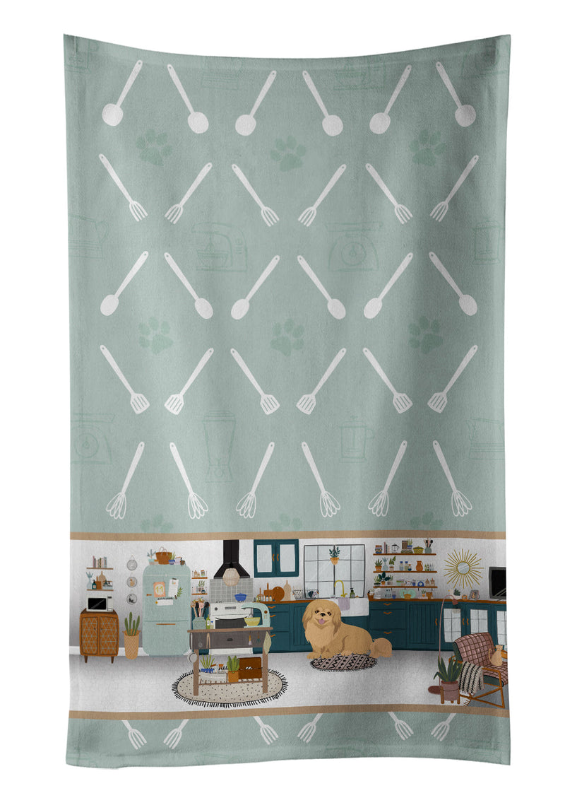 Gold Pekingese in the Kitchen Kitchen Towel