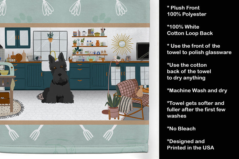 Black Scottish Terrier in the Kitchen Kitchen Towel