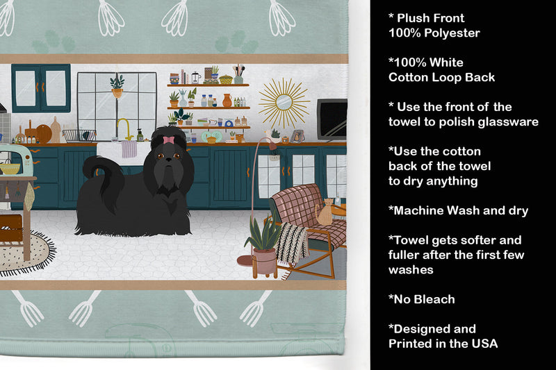 Black Shih Tzu in the Kitchen Kitchen Towel