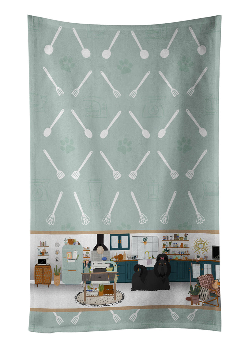 Black Shih Tzu in the Kitchen Kitchen Towel