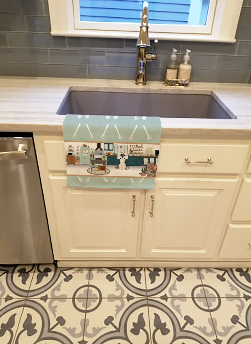 Black Siberian Husky in the Kitchen Kitchen Towel