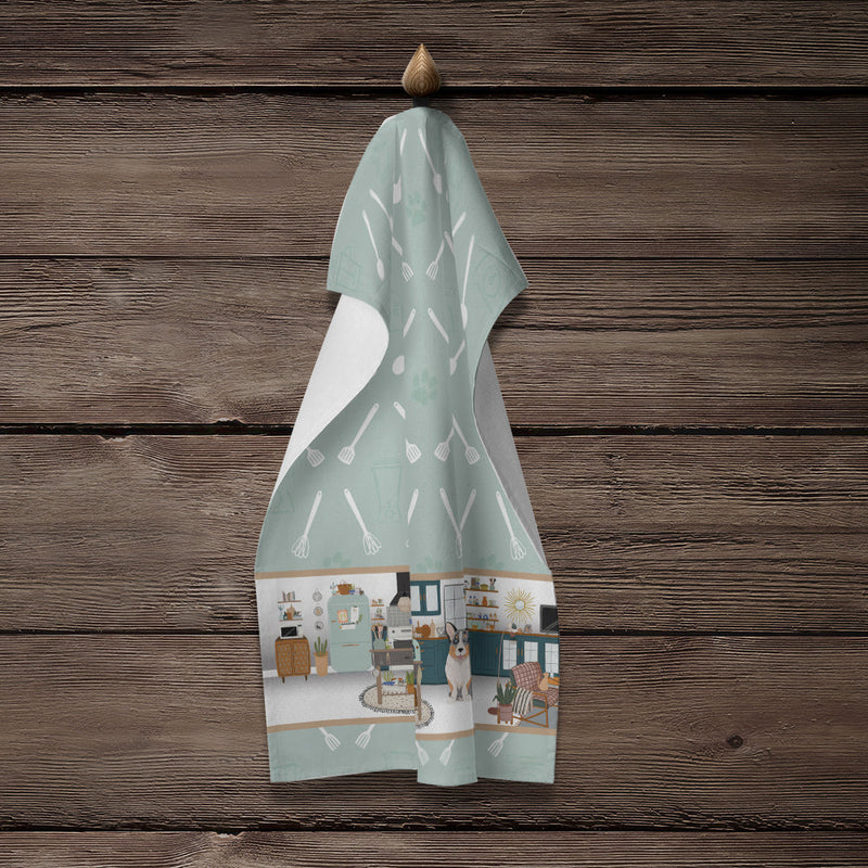 Blue Merle Cardigan Corgi in the Kitchen Kitchen Towel