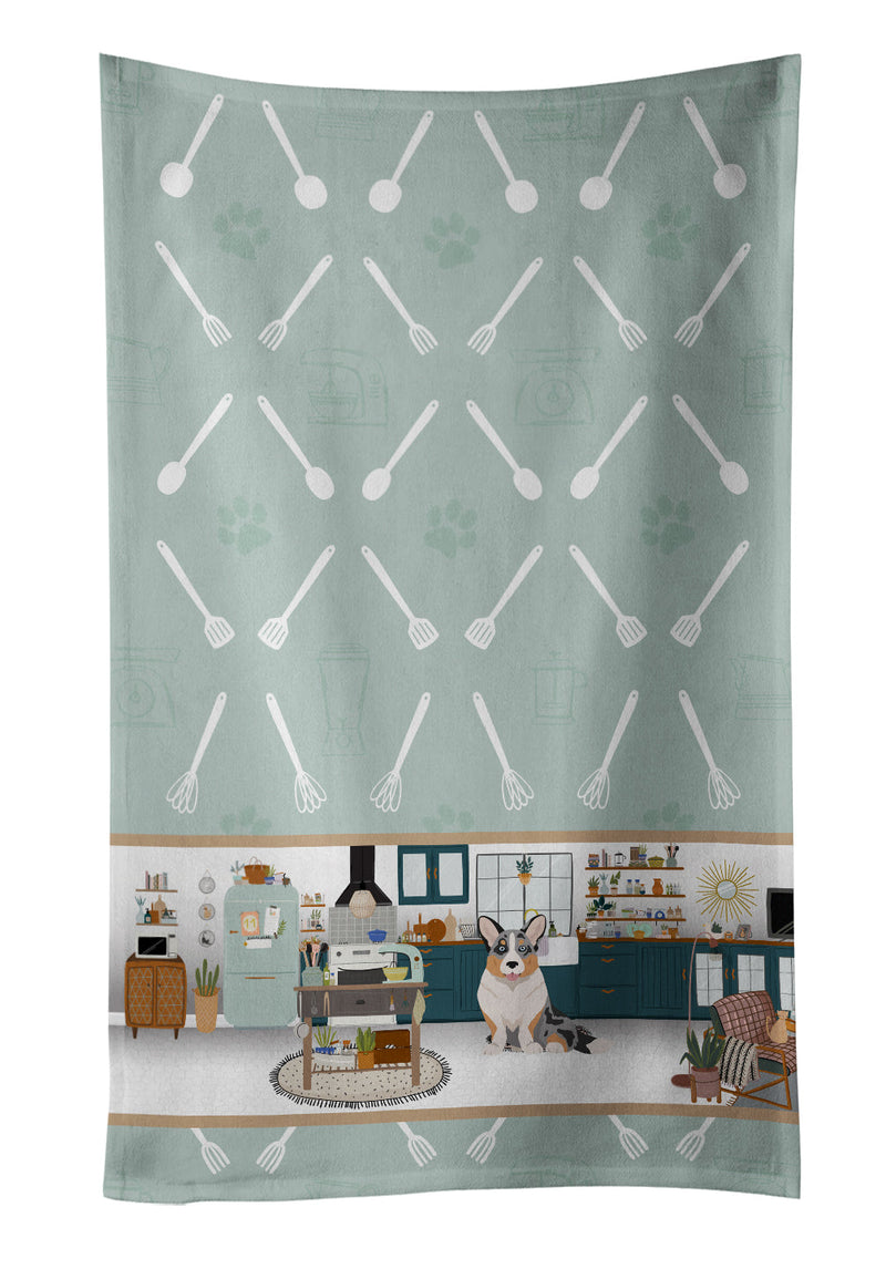 Blue Merle Cardigan Corgi in the Kitchen Kitchen Towel