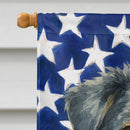 Blue Merle Australian Shepherd American Flag House Flag