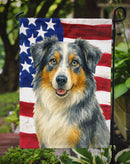 Blue Merle Australian Shepherd American Flag Garden Flag