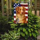 Red Merle Australian Shepherd American Flag Garden Flag