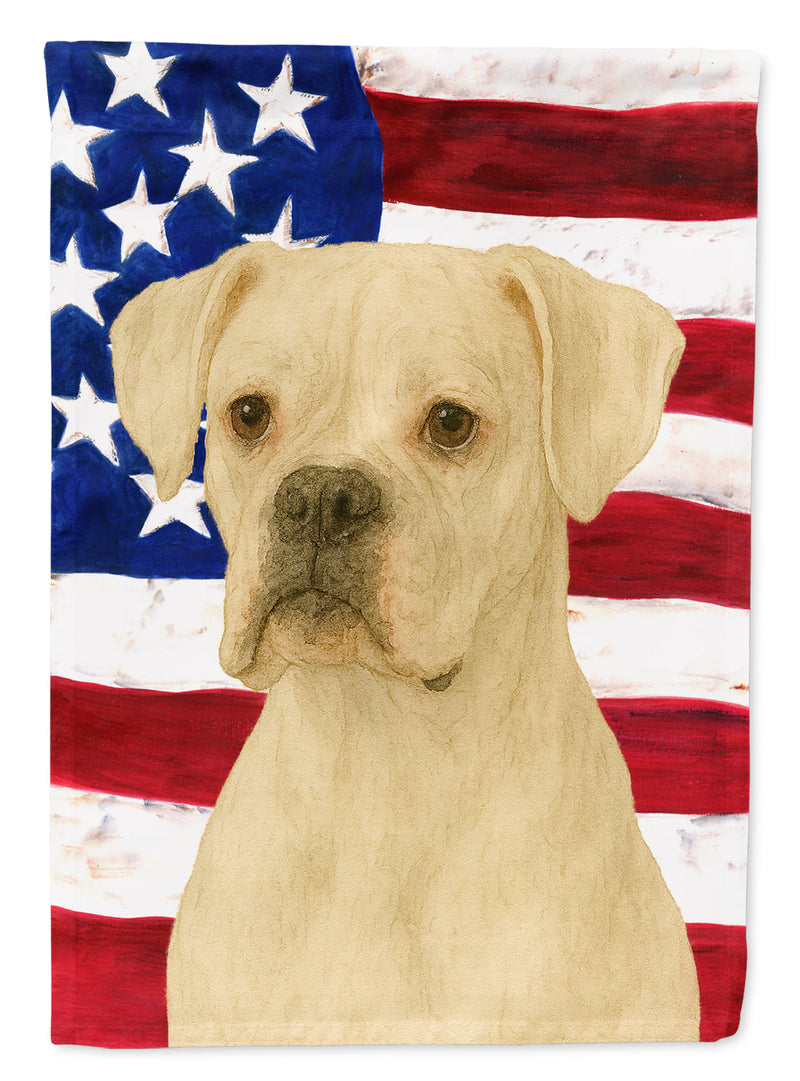 White Boxer American Flag Garden Flag