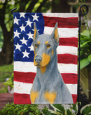 Blue Doberman Pinscher American Flag Garden Flag