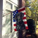 Black Labrador Retriever American Flag House Flag