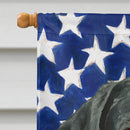 Black Labrador Retriever American Flag House Flag