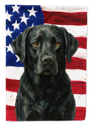 Black Labrador Retriever American Flag House Flag