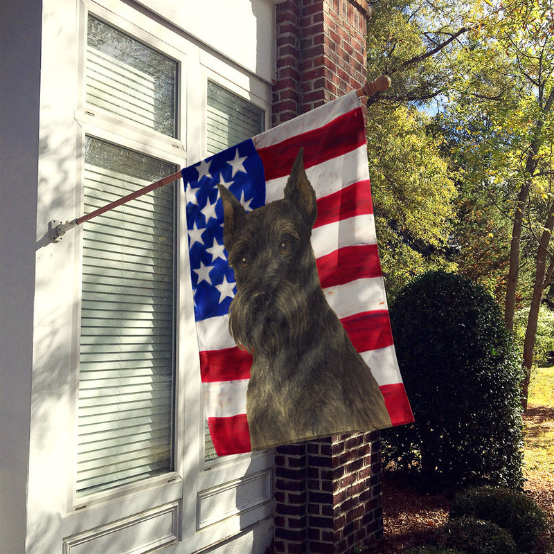 Black Schnauzer American Flag House Flag