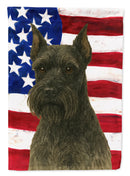 Black Schnauzer American Flag Garden Flag