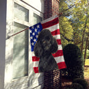 Black Miniature Poodle American Flag House Flag
