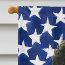 Black Miniature Poodle American Flag House Flag
