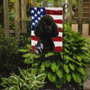Black Miniature Poodle American Flag Garden Flag