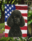 Black Miniature Poodle American Flag Garden Flag