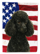 Black Miniature Poodle American Flag Garden Flag