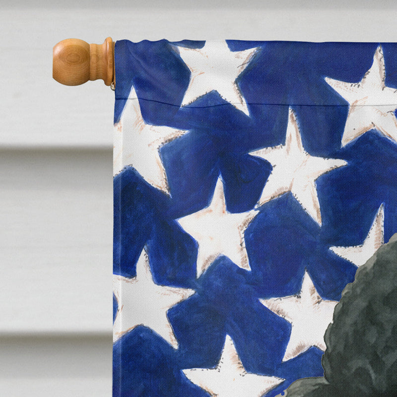 Black Standard Poodle American Flag House Flag