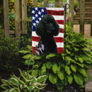 Black Standard Poodle American Flag Garden Flag