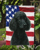 Black Standard Poodle American Flag Garden Flag