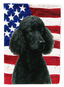 Black Standard Poodle American Flag Garden Flag