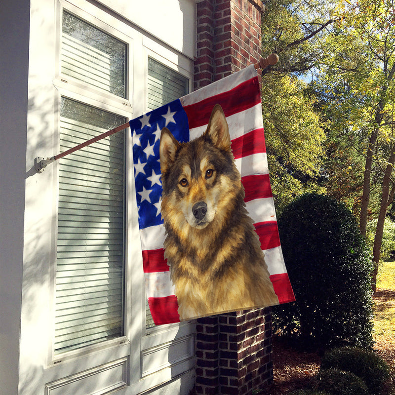 Agouti Siberian Husky American Flag House Flag