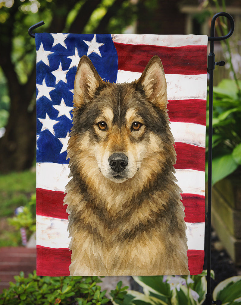 Agouti Siberian Husky American Flag Garden Flag
