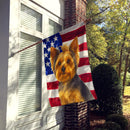 Blue and Tan Yorkshire Terrier American Flag House Flag