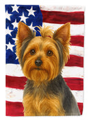 Blue and Tan Yorkshire Terrier American Flag House Flag
